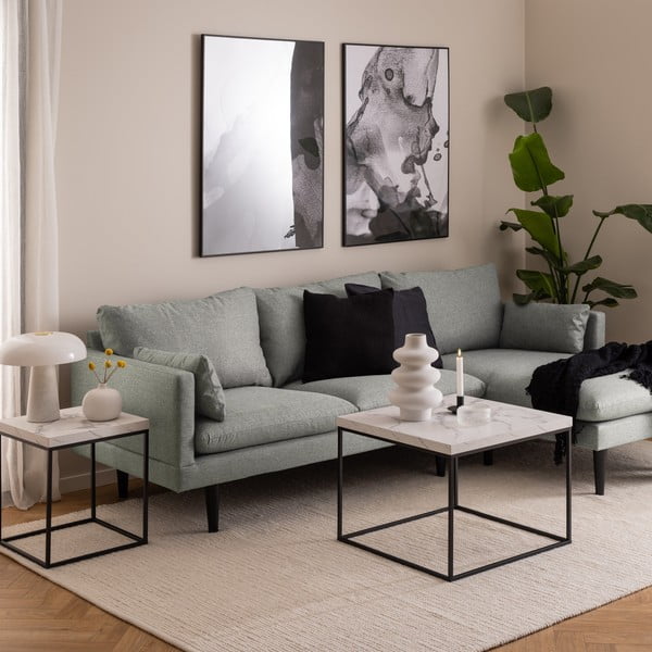 Măsuță de cafea albă cu blat cu aspect de marmură 60x60 cm Barossa – Actona-image-1