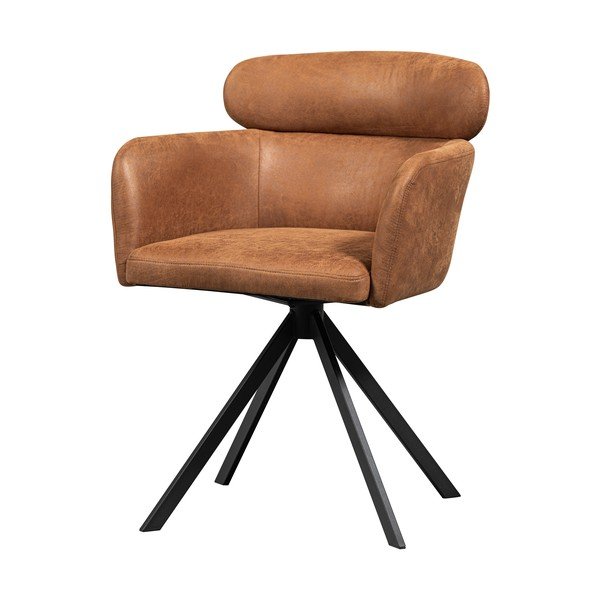 Scaun de dining maro coniac cu cotiere tapițat Fenne – WOOOD-image-3