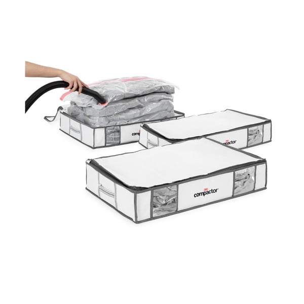 Cutii de depozitare pentru haine 3 buc. din material textil cu vacuum/cu pereți întăriți 45x65x15,5 cm Life – Compactor-image-4