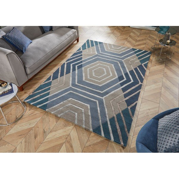 Covor din lână Flair Rugs Harlow, 160 x 230 cm, albastru-image-4