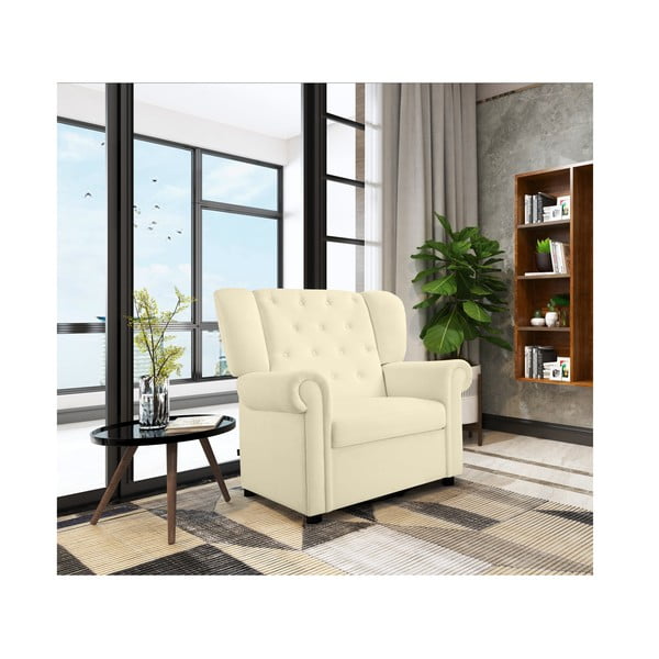 Fotoliu alb balansoar/chesterfield cu tapițerie din catifea Lillyse – Støraa-image-2