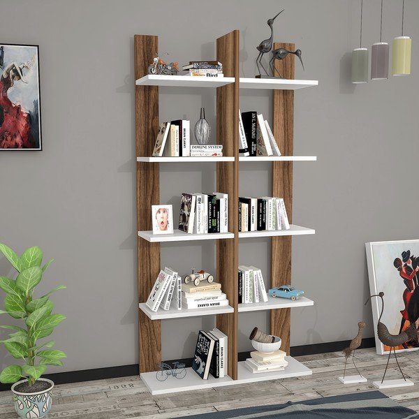 Bibliotecă albă / cu aspect de lemn de pin 75x150 cm Era - Gauge Concept-image-1