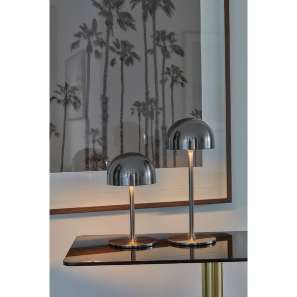 Veioză argintie LED cu control prin telecomandă cu abajur din metal (înălțime 30 cm) Tim – Sirius-image-2