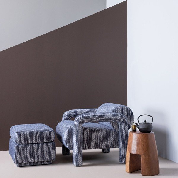 Taburet albastru prăfuit tapițat Lou – WOOOD-image-3