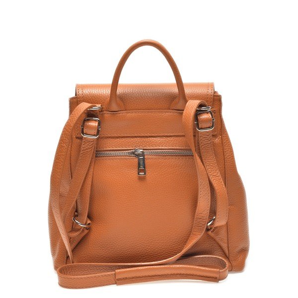 Rucsac din piele Carla Ferreri, maro coniac-image-1