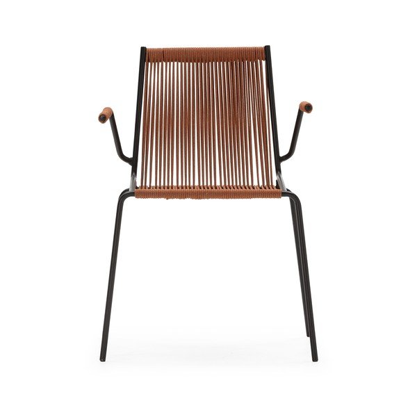 Scaune de dining teracotă cu cotiere/stivuibile 2 buc. din metal Emily – Marckeric-image-4