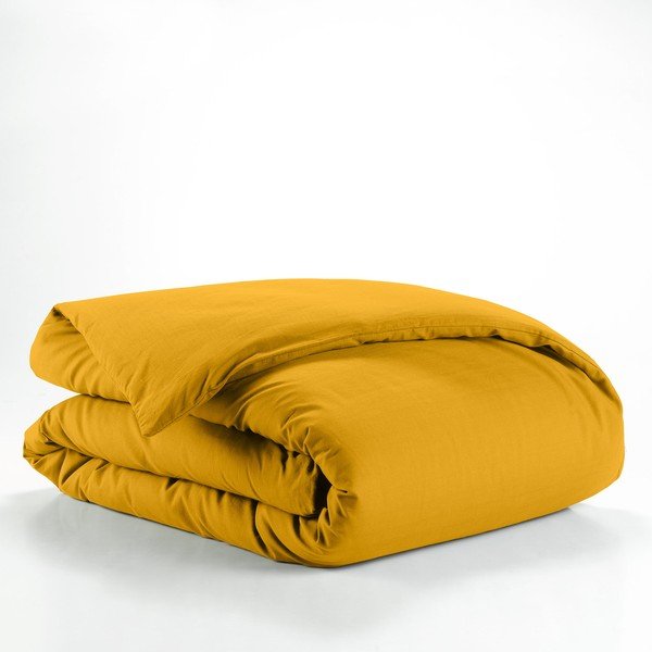 Husă de pilotă galbenă din bumbac pentru pat de o persoană 140x200 cm Lina – douceur d'intérieur