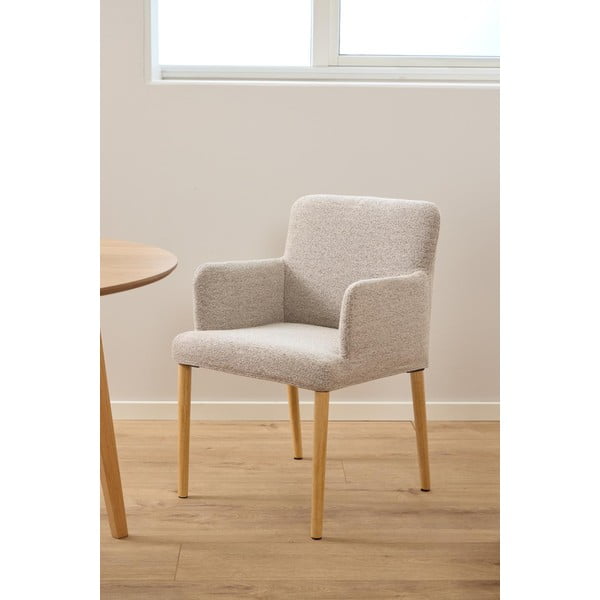 Scaun de sufragerie bej cu cotiere tapițat Zoe – Actona-image-2