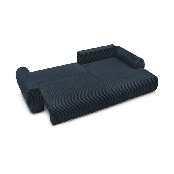 Colțar albastru închis extensibil cu tapițerie din catifea reiată  (cu colț pe partea dreaptă) Lucien – Bobochic Paris-image-4