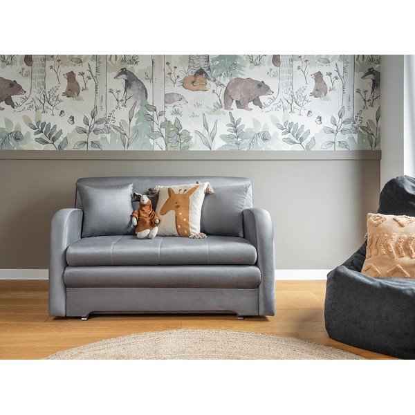 Canapea gri deschis extensibilă cu tapițerie din catifea 130 cm Ario – ELTAP-image-1