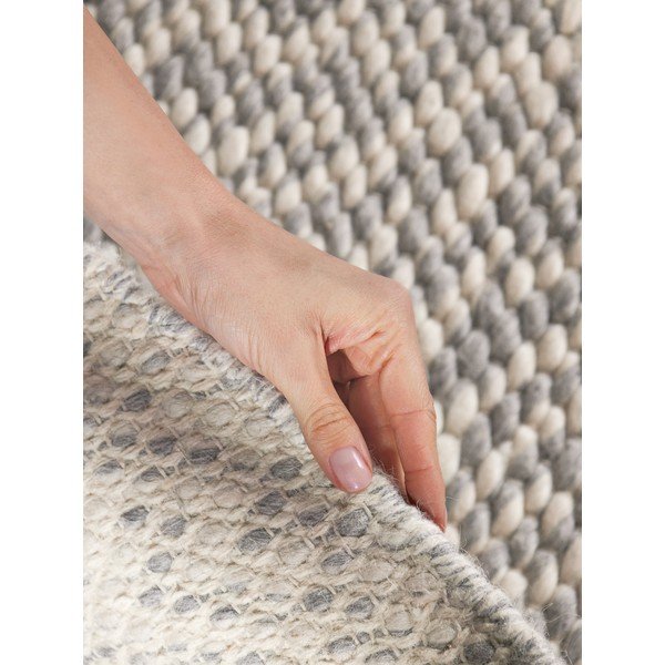 Covor gri deschis/crem țesut manual rotund din lână ø 200 cm Lyon Beans – Elle Decoration-image-3