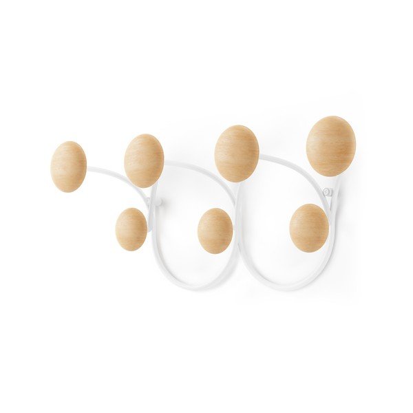 Cuier de perete alb/în culoare naturală din lemn masiv de pin Dotsy – Umbra-image-3