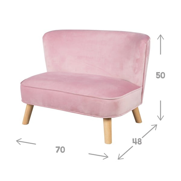 Canapea pentru copii roz-deschis cu tapițerie din catifea 70 cm Lil Sofa – Roba-image-4
