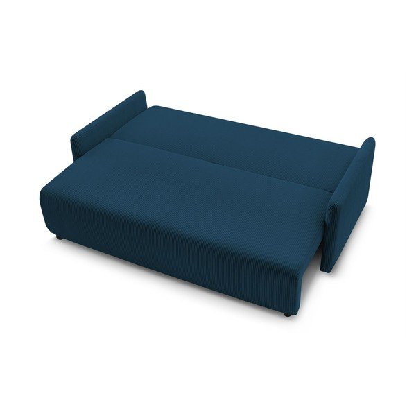 Canapea albastru-închis extensibilă cu tapițerie din catifea reiată  211 cm Marcel – Bobochic Paris-image-4