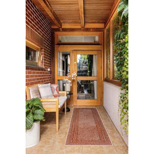 Covor lung pentru exterior Ragami Berlin, 80x250 cm, portocaliu - alb-image-1