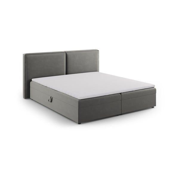 Pat boxspring gri cu spațiu de depozitare 180x200 cm Arendal – Cosmopolitan Design