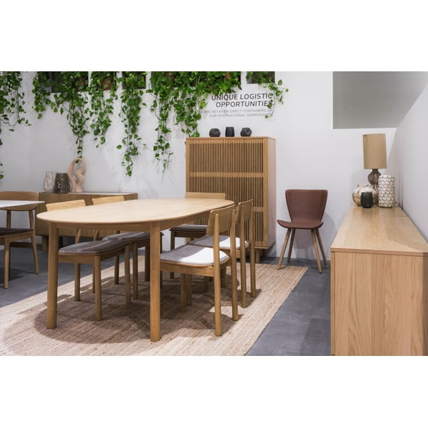 Masă de dining în culoare naturală extensibilă cu blat cu aspect de lemn de stejar 100x190 cm Gallina – Unique Furniture-image-2