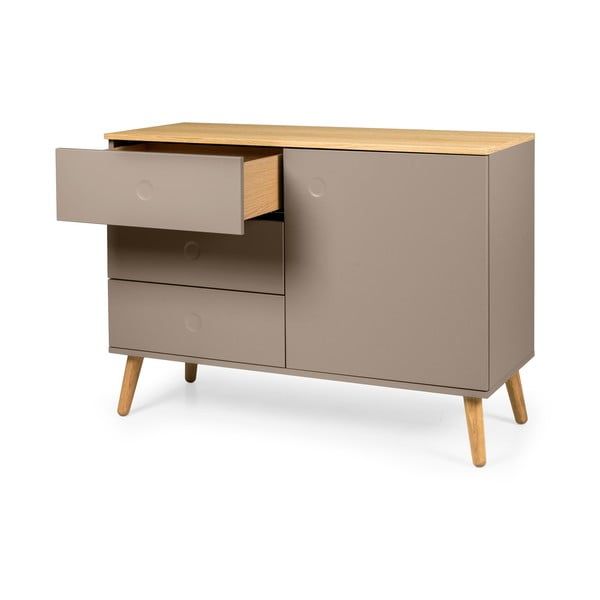 Comodă maro joasă cu aspect de lemn de stejar 109x79 cm Dot – Tenzo-image-3
