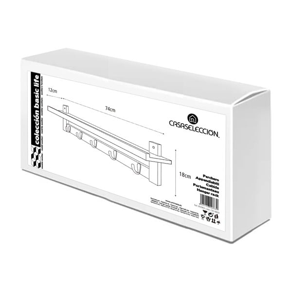 Cuier de perete din bambus cu raft - Casa Selección-image-4