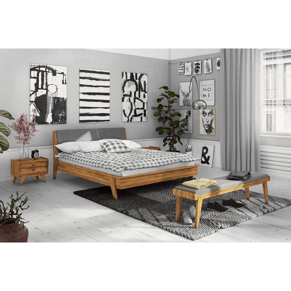 Bancă din stejar cu șezut gri deschis Retro - The Beds-image-1