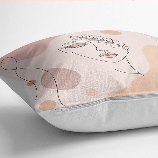 Set 4 fețe de pernă decorative Minimalist Cushion Covers Draw Art Women, 45 x 45 cm-image-1