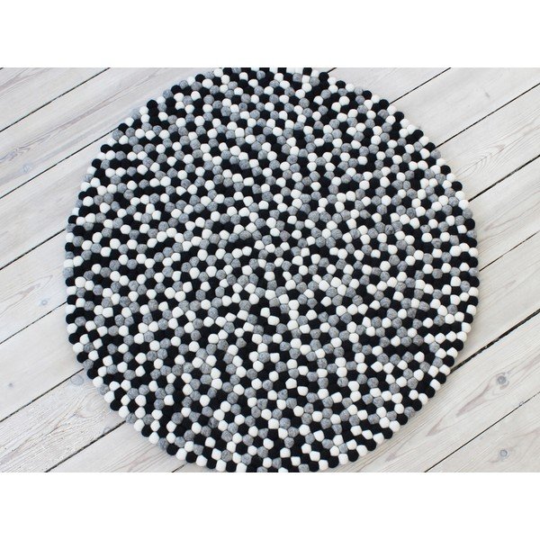 Covor cu bile din lână Wooldot Ball Rugs, ⌀ 120 cm, alb - negru-image-1