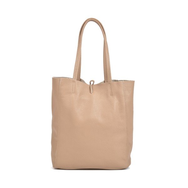 Geantă din piele Sofia Cardoni Shopper, bej-image-3