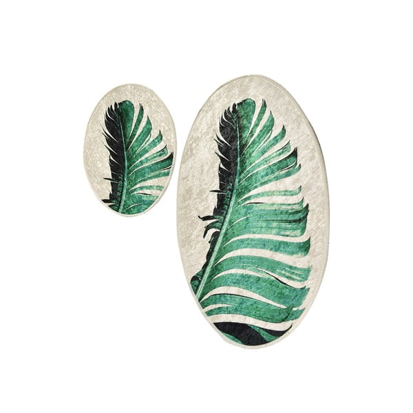 Covorașe de baie verzi-bej 2 buc. 60x100 cm Floret – Foutastic-image-4