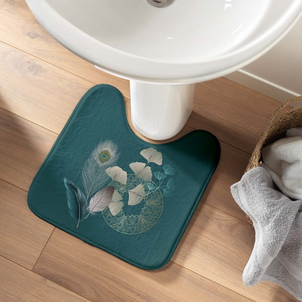 Covoraș de baie turcoaz pentru WC 45x45 cm Ginkoblue – douceur d'intérieur-image-1