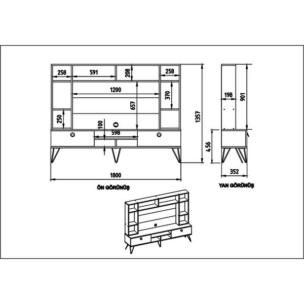 Mobilier TV gri-maro 180x136 cm Lorenz - Kalune Design-image-4