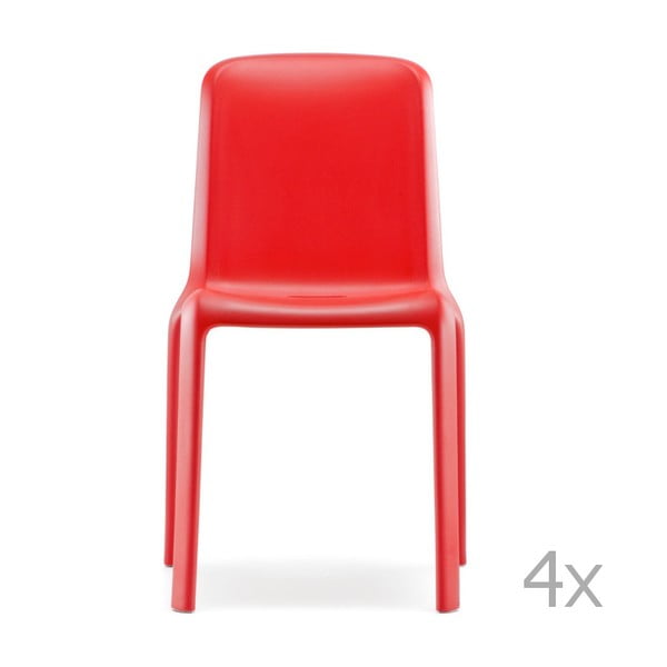 Set 4 scaune Pedrali Snow, roșu