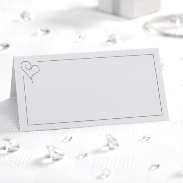 Set 50 carduri masă pentru nume Neviti Simply Love, alb