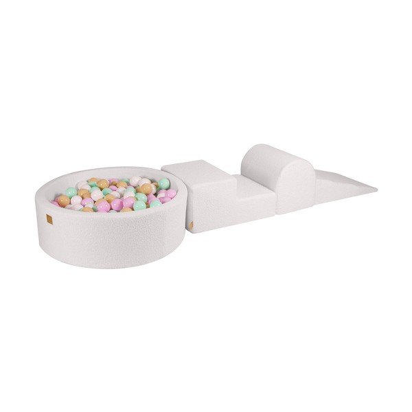 Teren de joacă din spumă alb 3 buc. din material bouclé înălțime 30 cm 225x90 cm – Meowbaby