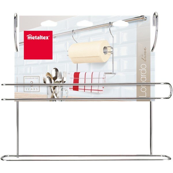 Suport de prosoape de bucătărie  argintiu suspendat din oțel cromat Lonardo – Metaltex-image-1
