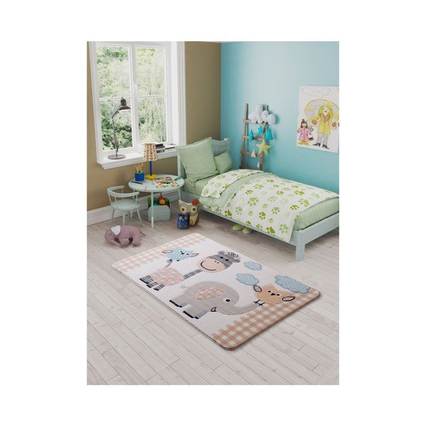 Covor pentru copii Confetti Animal Kingdom, 133 x 190 cm, bej-image-1