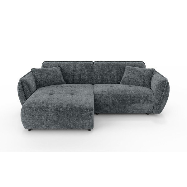 Colțar gri închis cu tapițerie din chenille (cu colț pe partea stângă/cu șezlong) Nelia – Ropez