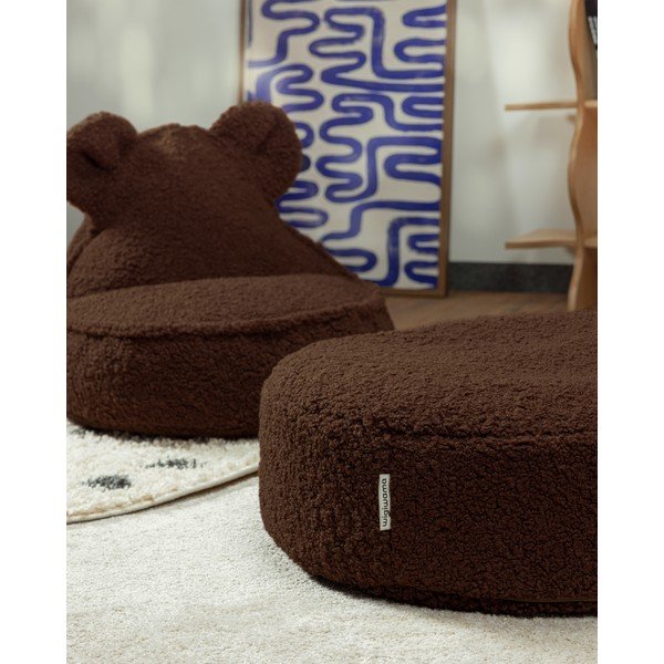 Puf pentru copii maro închis cu tapițerie din țesătură bouclé Warm Hazel – Wigiwama-image-4