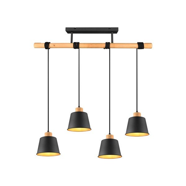 Lustră neagră/în culoare naturală cu abajur din metal ø 18 cm Harris – Trio-image-2