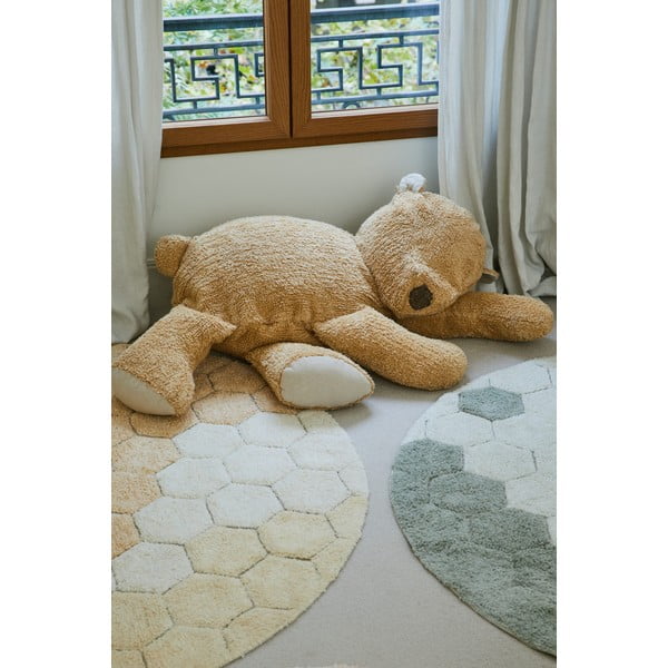 Covor galben ocru lavabil/țesut manual rotund din bumbac ø 140 cm Honeycomb Golden – Lorena Canals-image-1