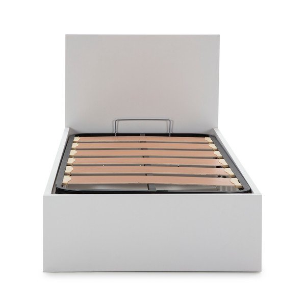 Pat alb cu spațiu de depozitare și somieră 90x190 cm Kronos - Marckeric