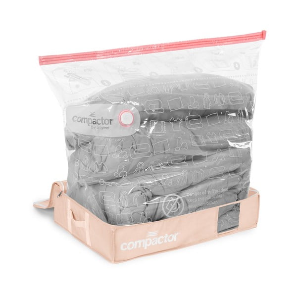 Cutii de depozitare sub pat 3 buc. din plastic cu vacuum 65x45x15,5 cm Pink Edition – Compactor-image-2