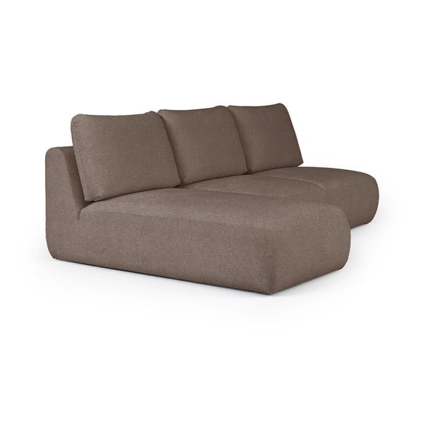 Colțar maro cu tapițerie din țesătură bouclé (cu colț pe partea stângă, cu șezlong) Mirel – Rodier-image-2