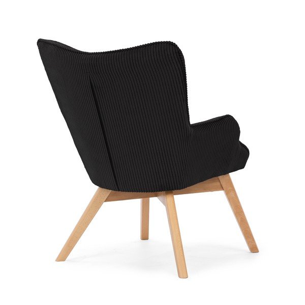 Fotoliu negru cu tapițerie din catifea reiată Niko – Ropez-image-3