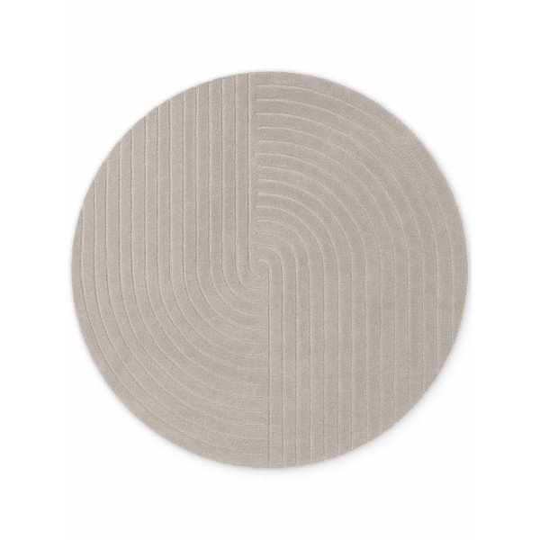 Covor gri deschis țesut manual rotund din lână ø 150 cm Arcura – Vikosa