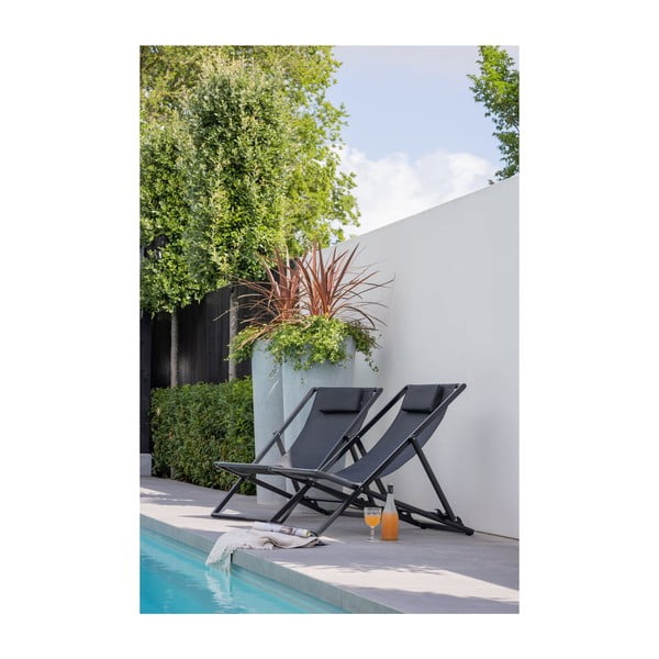 Șezlong de grădină negru din metal pliabil Esper – Exotan-image-2