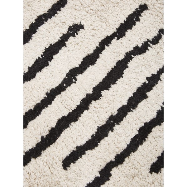 Covor țesut manual din bumbac Westwing Collection Fini, ø 150 cm, bej-negru-image-1