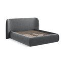 Pat matrimonial gri închis tapițat cu spațiu de depozitare cu somieră 180x200 cm Hauke – Makamii