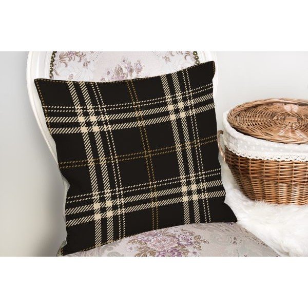 Față de pernă decorativă Minimalist Cushion Covers Flannel, 45 x 45 cm, negru - bej-image-2