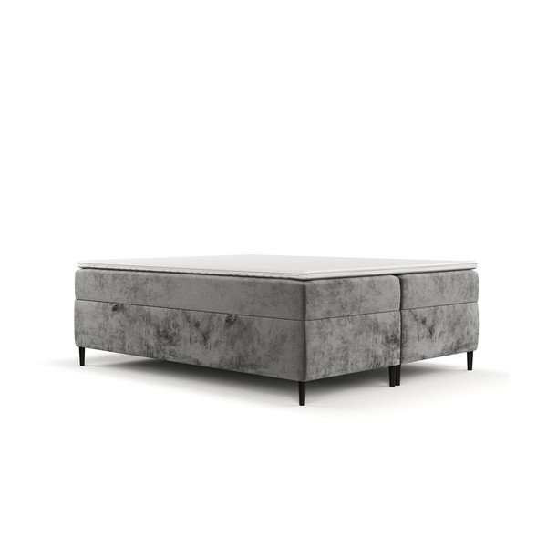 Pat boxspring gri închis cu spațiu de depozitare 200x200 cm Araya – Maison de Rêve