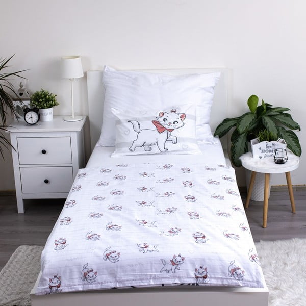 Lenjerie de pat pentru copii albă din bumbac pentru pătuț 100x135 cm Marie Cat "Bow" – Jerry Fabrics-image-2